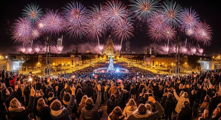 a travel photo from new years eve barcelona on New Year's Eve