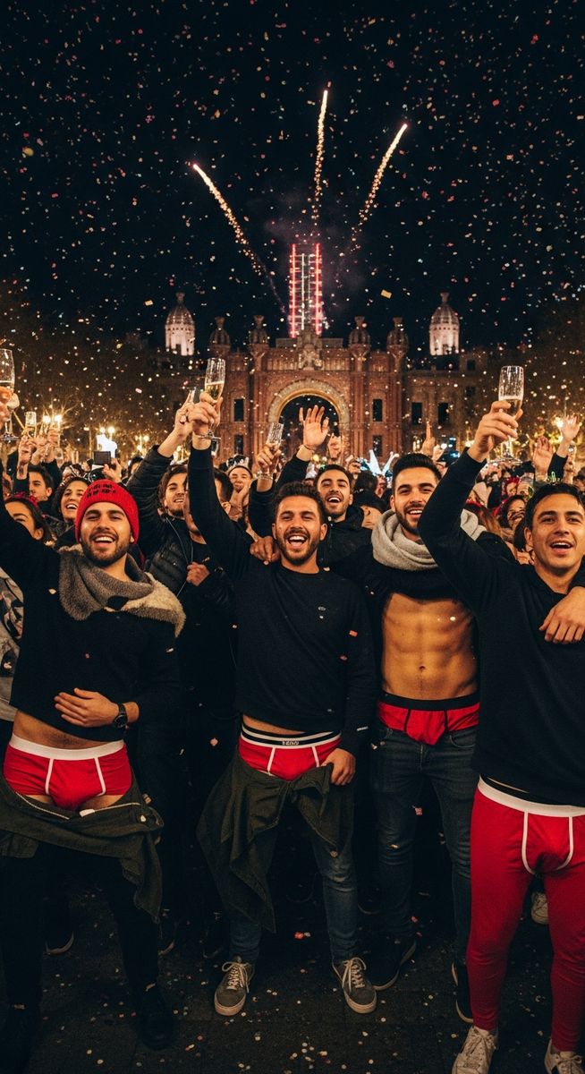 a photo illustrating 2. wear new red underwear in Barcelona on New Year's Eve