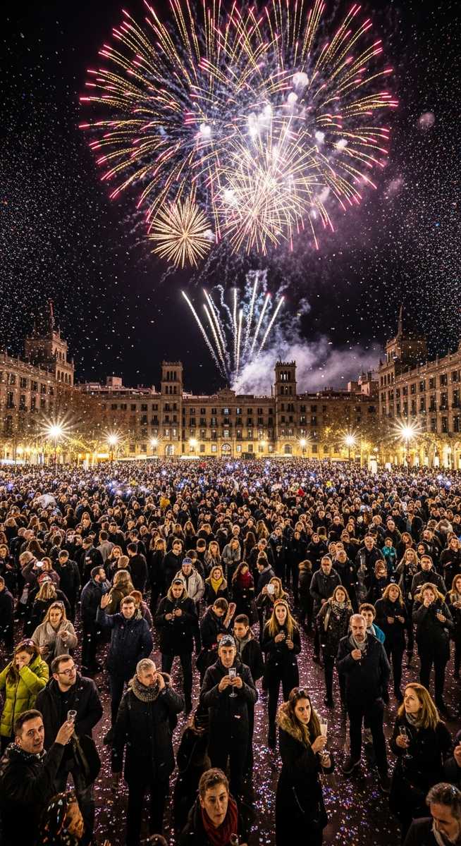 a photo illustrating 3. plaça catalunya in Barcelona on New Year's Eve