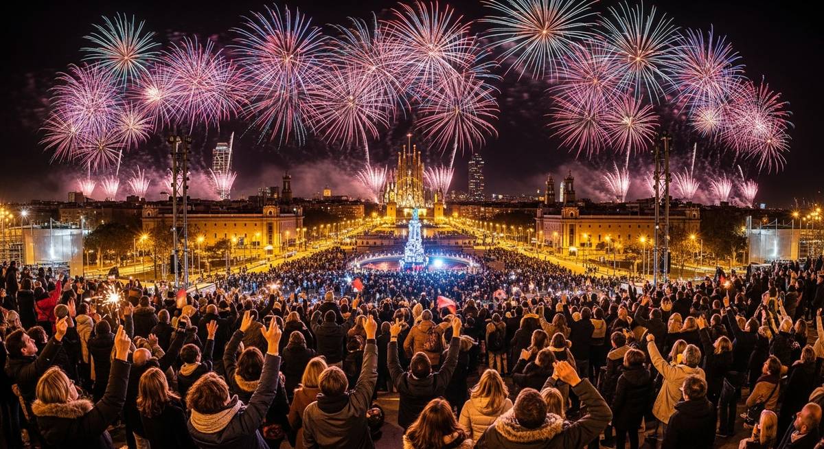 a travel photo from new years eve barcelona on New Year's Eve