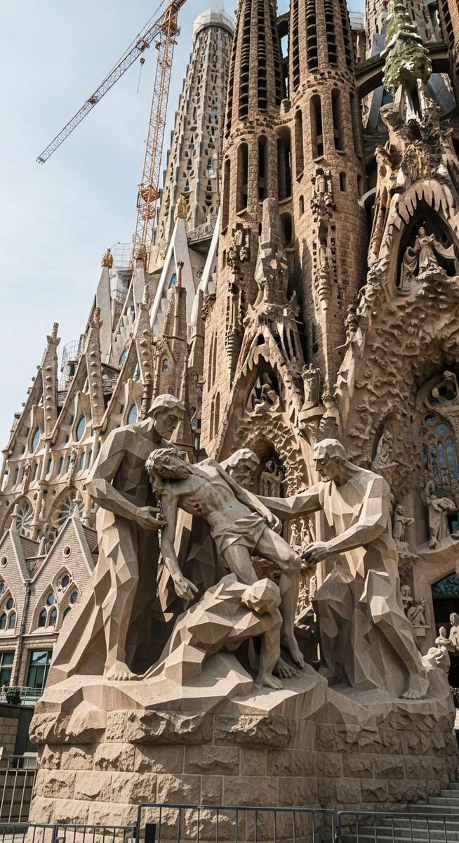 a famous Barcelona monument close up