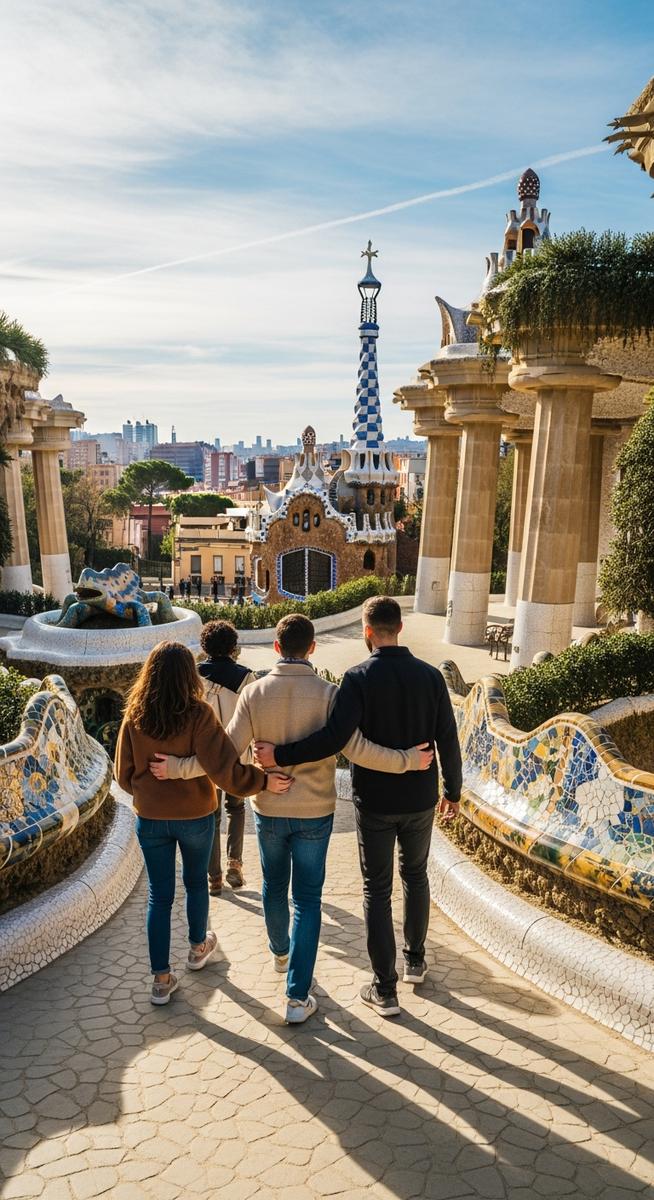 a family exploring a Barcelona attraction