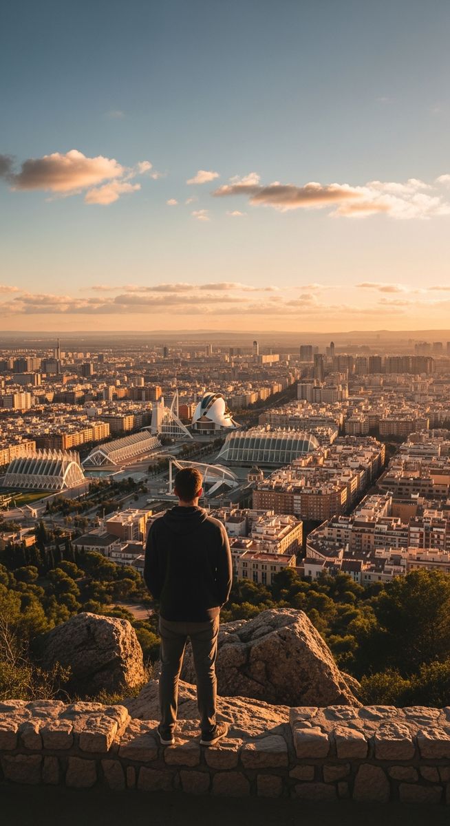 a person at a Valencia viewpoint looking over the cityscape