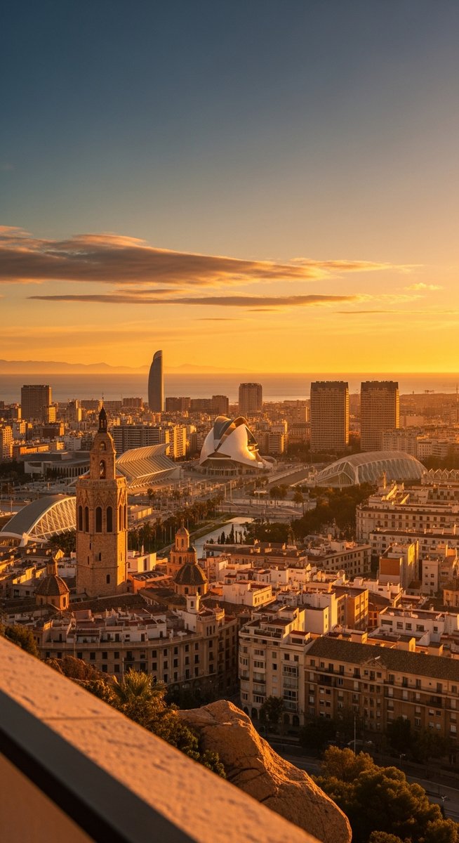 a sunset view from a Valencia terrace