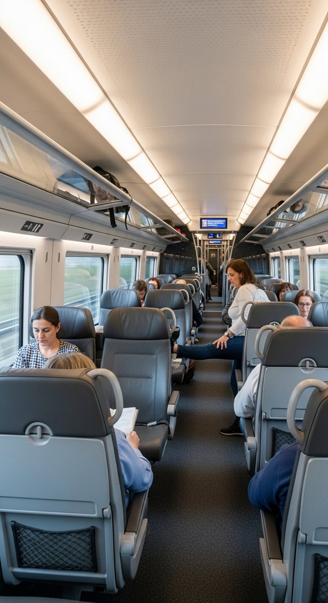 the interior of a Spanish high-speed AVE train