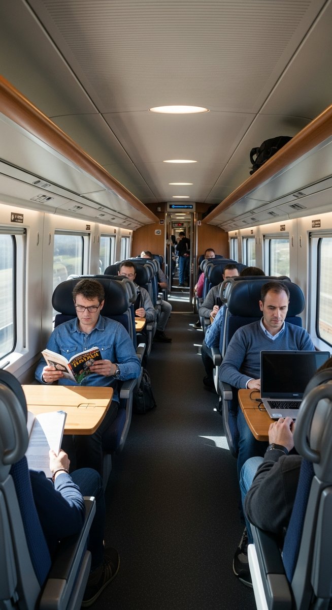 the interior of a Spanish high-speed AVE train