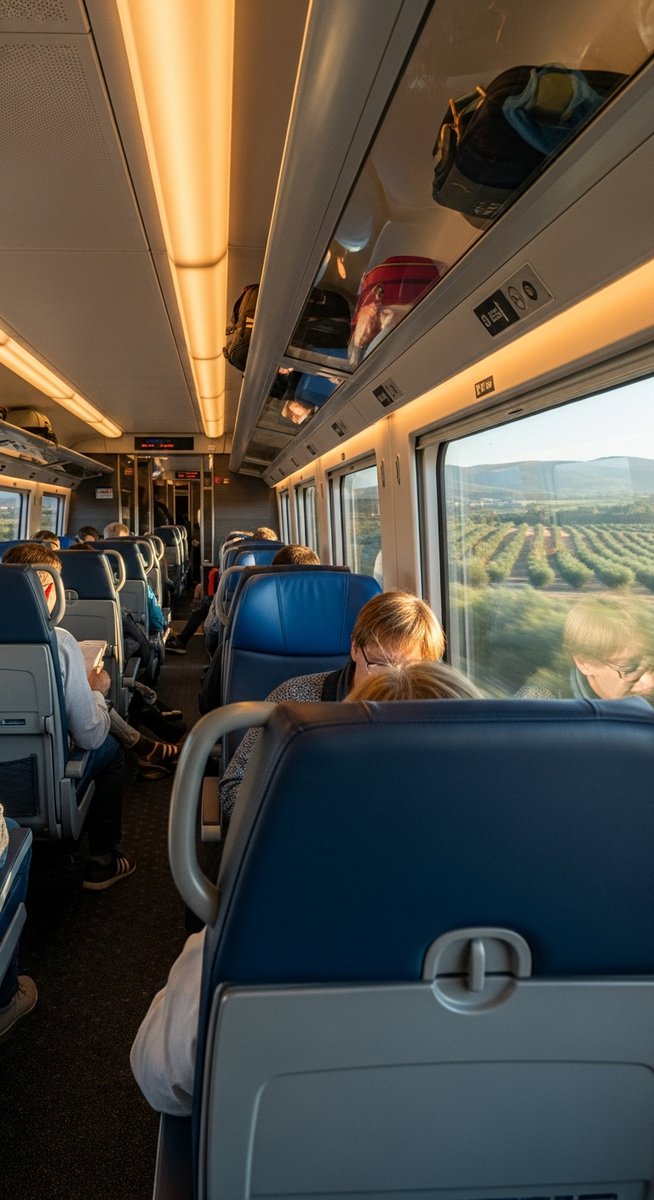 the interior of a Spanish high-speed AVE train