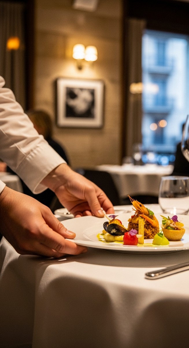 a plate of food being served at a Barcelona restaurant