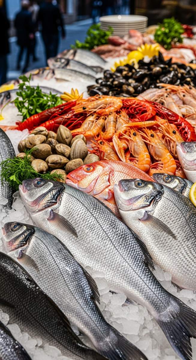 fresh seafood at a Barcelona market