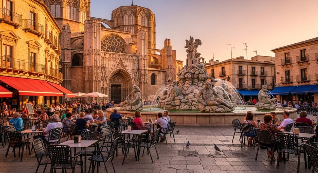 a travel photo from plaza de la virgen in Spain
