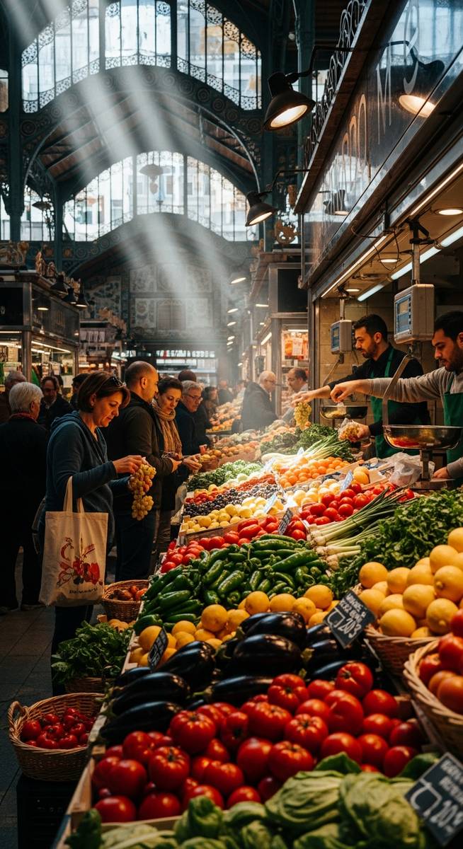 a Valencia local market with fresh produce