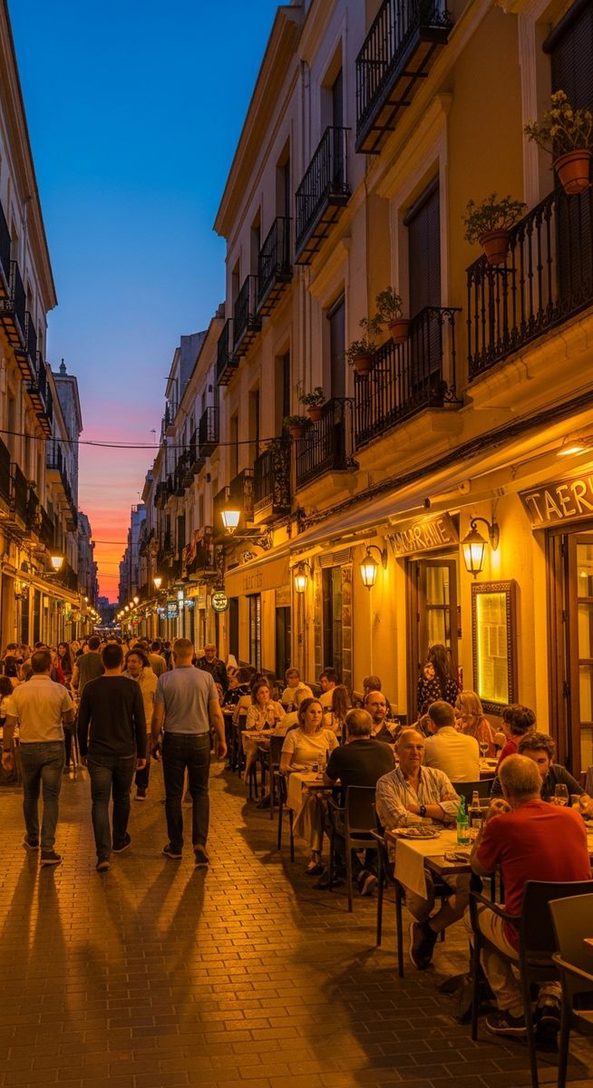 a Valencia neighbourhood street at dusk