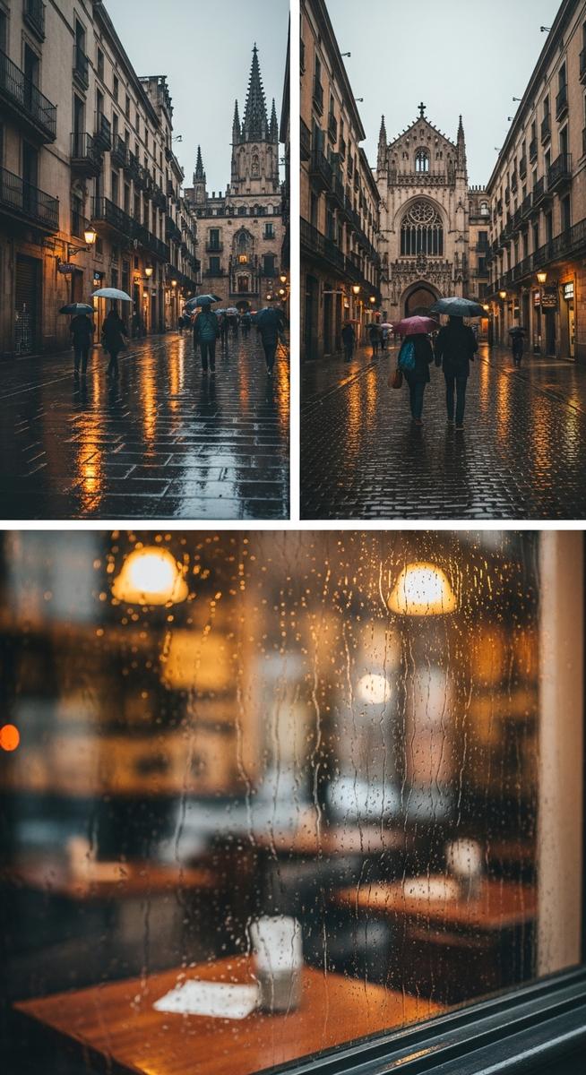 a travel photo from rainy day barcelona