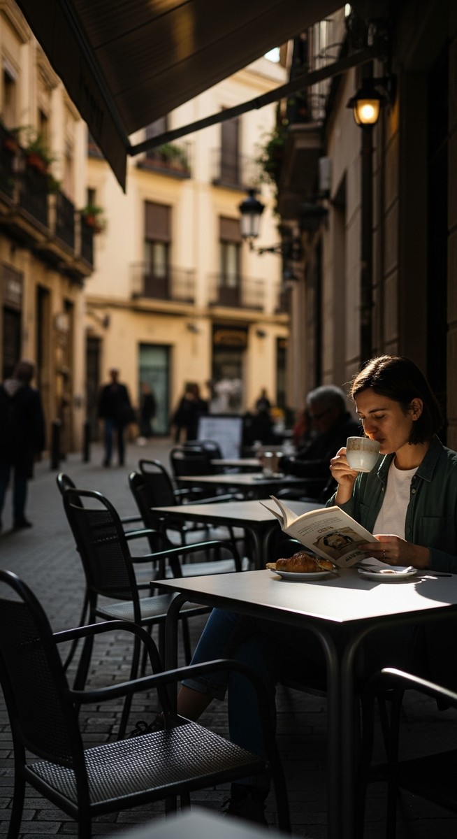 a person at an outdoor cafe in Valencia for those retiring in Valencia