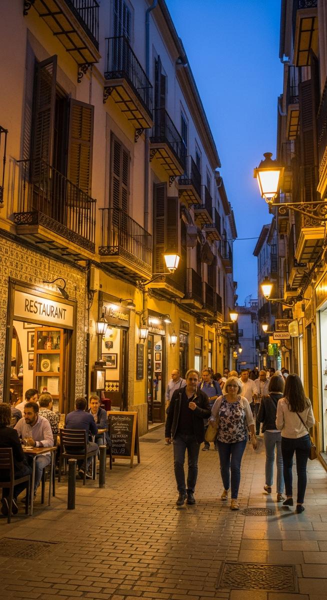 a Valencia neighbourhood street at dusk