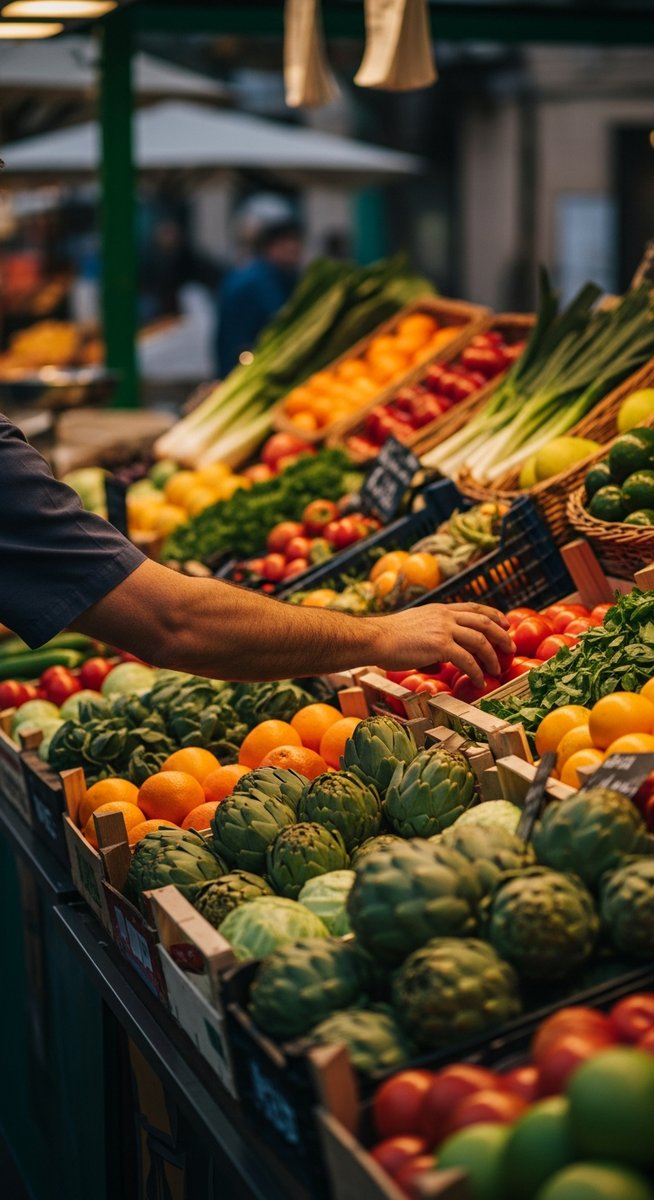 a person choosing fresh produce at a Valencia market for those retiring in Valencia