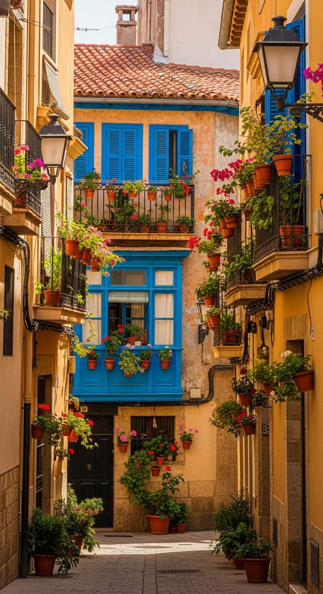 a Valencia street scene with local architecture