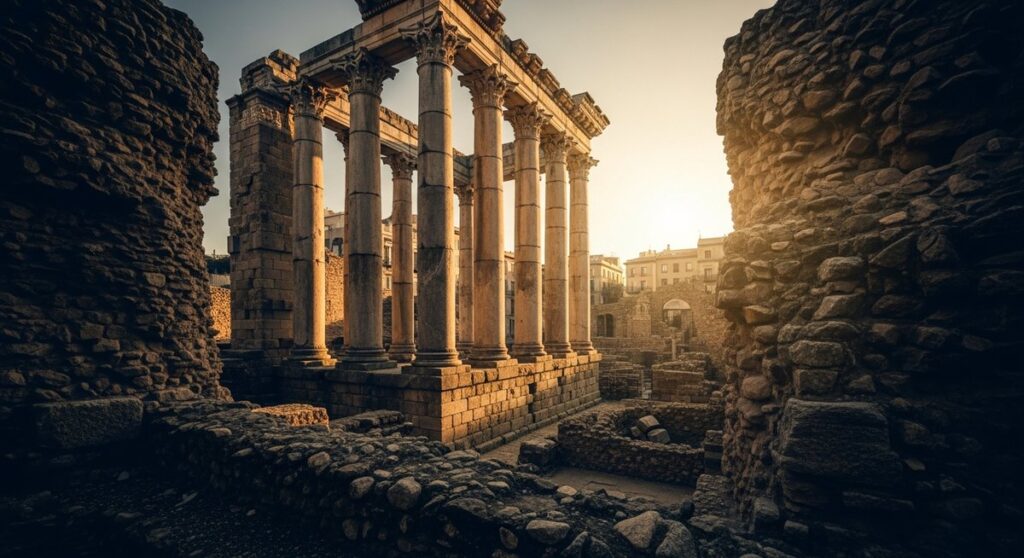 a travel photo from roman ruins barcelona