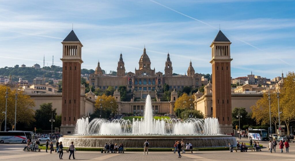 a famous landmark in Barcelona on a romantic trip