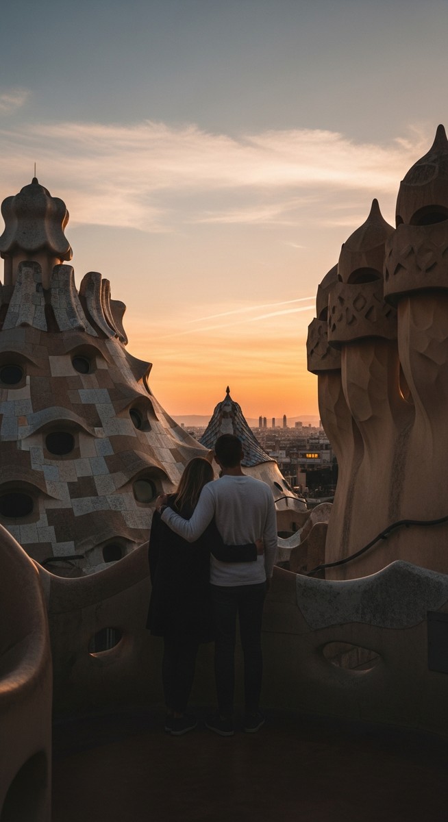 a photo illustrating 19. night tour of casa mila in Barcelona on a romantic trip
