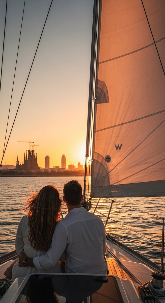 a photo illustrating 2. sunset sailing cruise in Barcelona