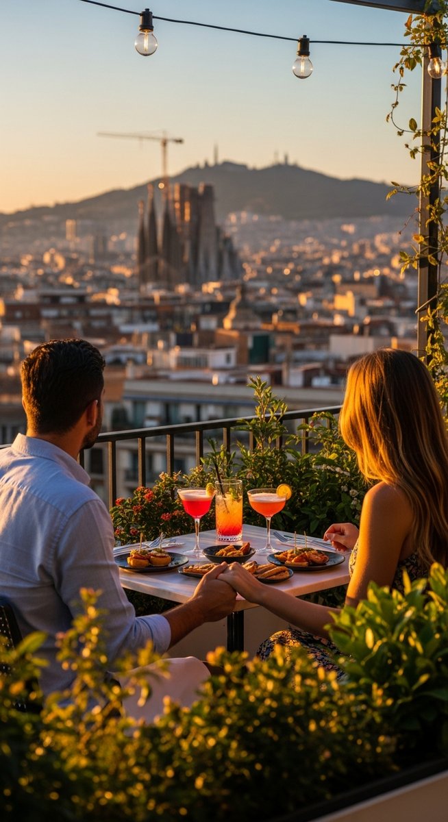 a photo illustrating 20. cocktails on a rooftop terrace in Barcelona
