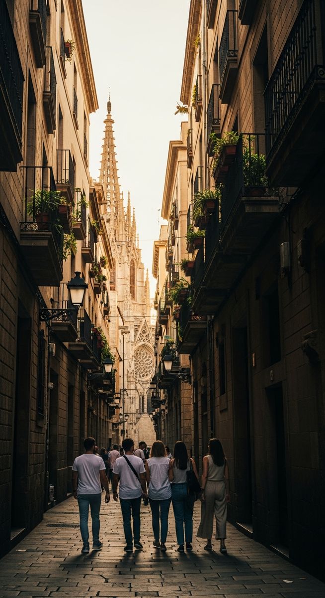 a Barcelona street or landmark for travel inspiration after dark