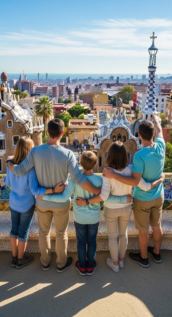 a family exploring a Barcelona attraction