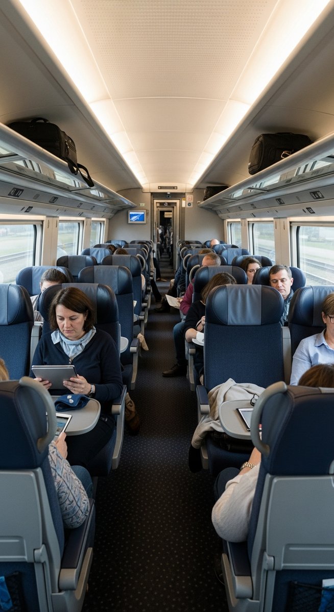 the interior of a Spanish high-speed AVE train