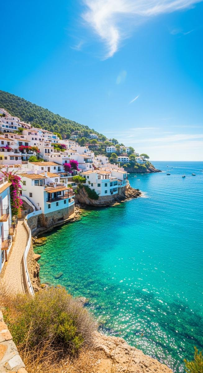 a Spanish coastal view with turquoise water in Barcelona