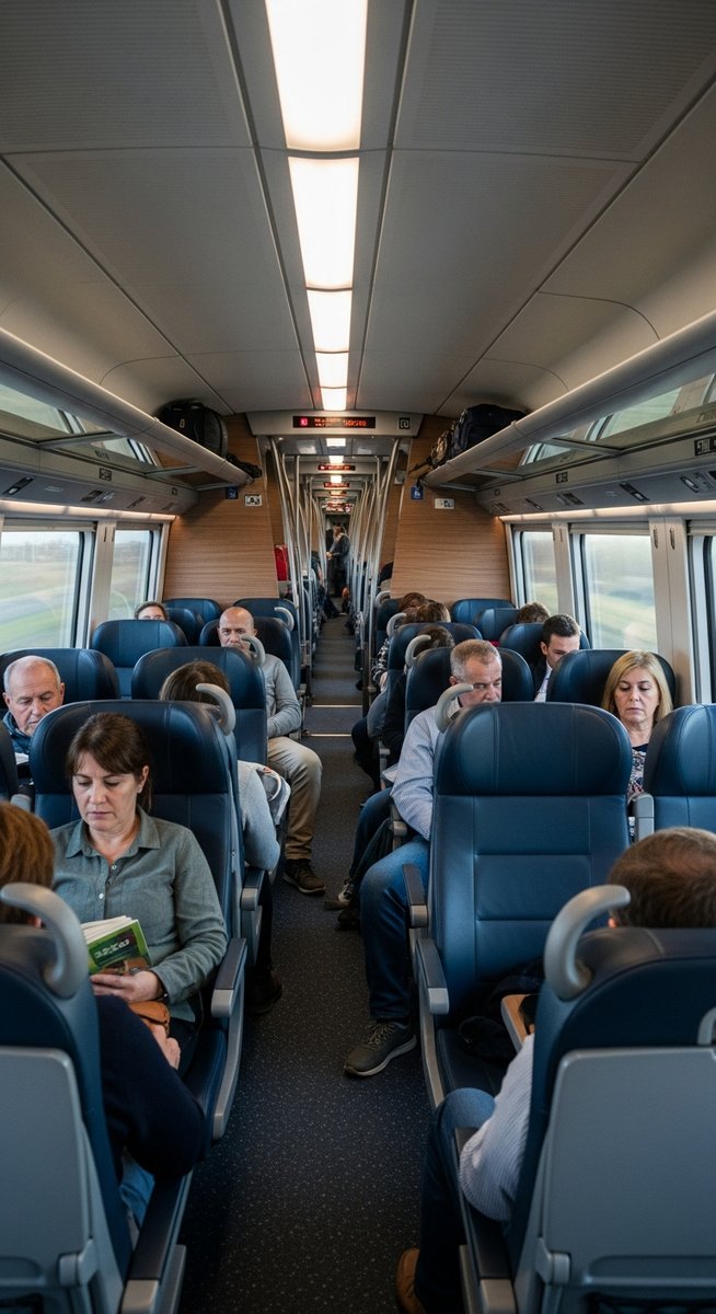 the interior of a Spanish high-speed AVE train