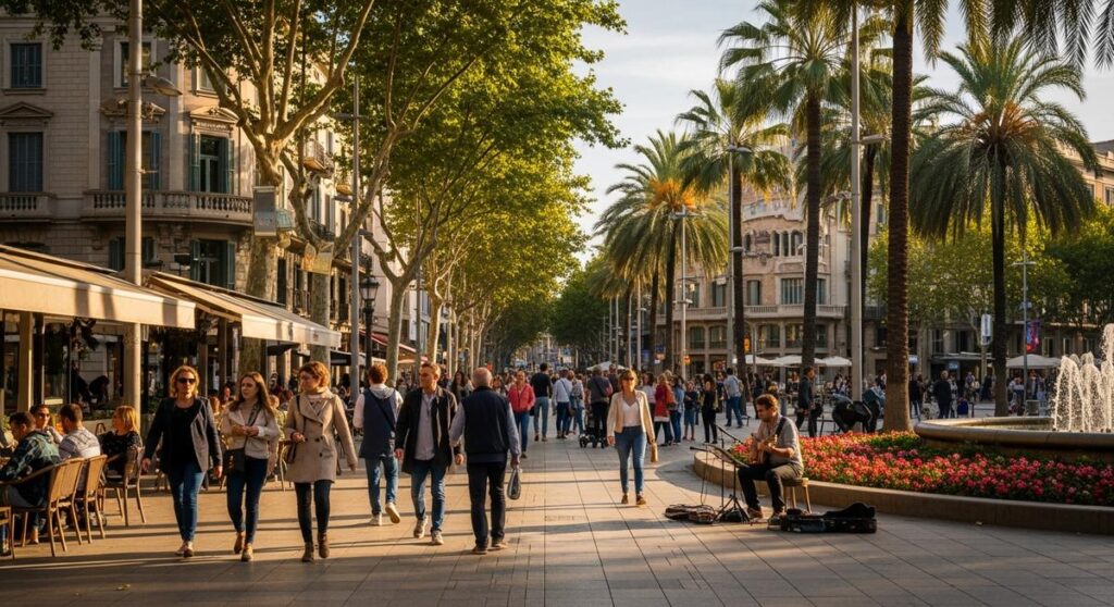 a sunny Barcelona street in