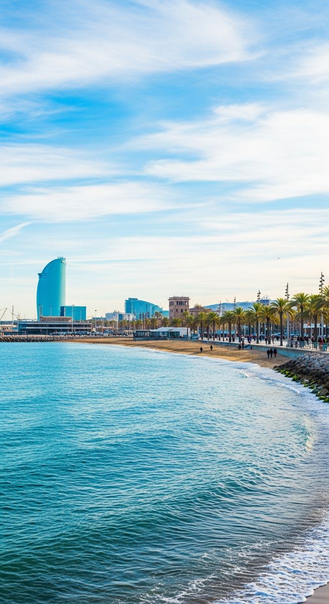 the Barcelona coastline in