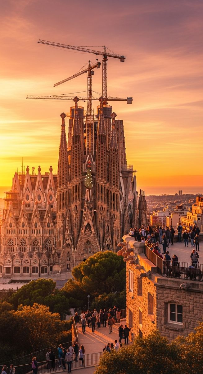a photo illustrating 2. towers of the sagrada familia in Barcelona