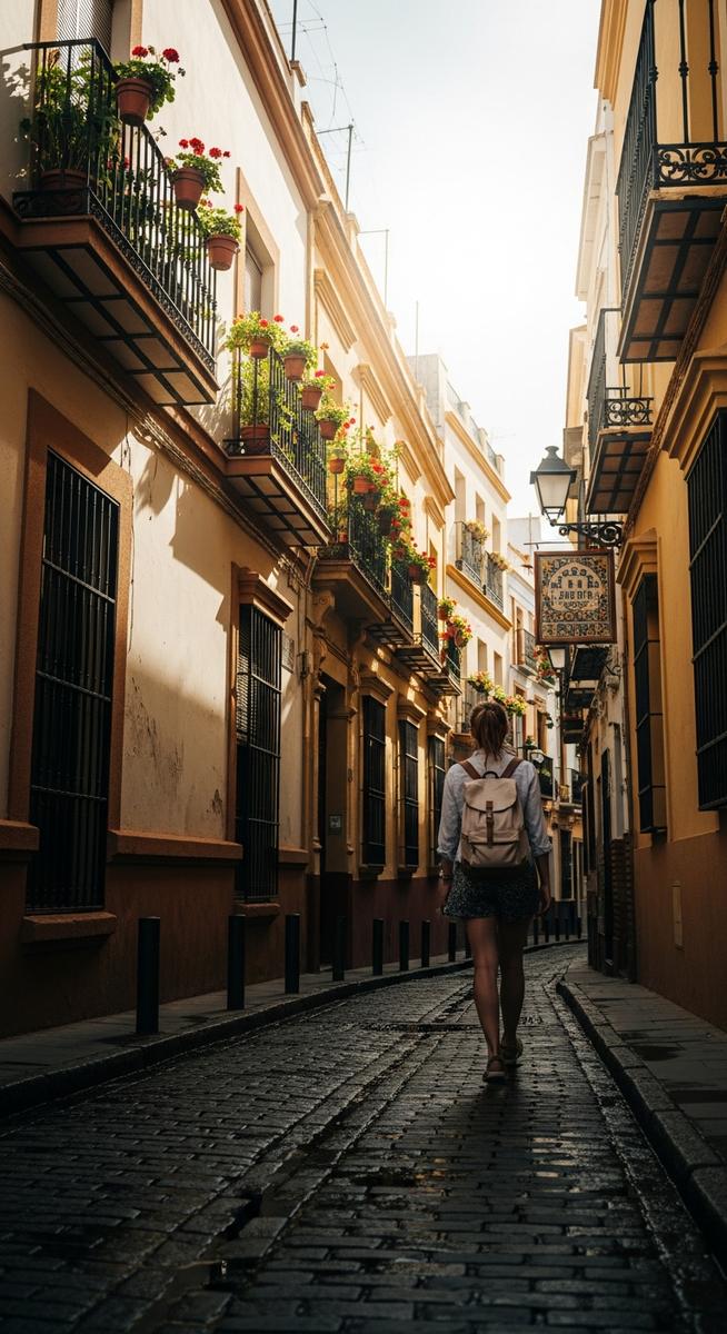 a woman exploring a Seville neighbourhood solo as a mistake to avoid