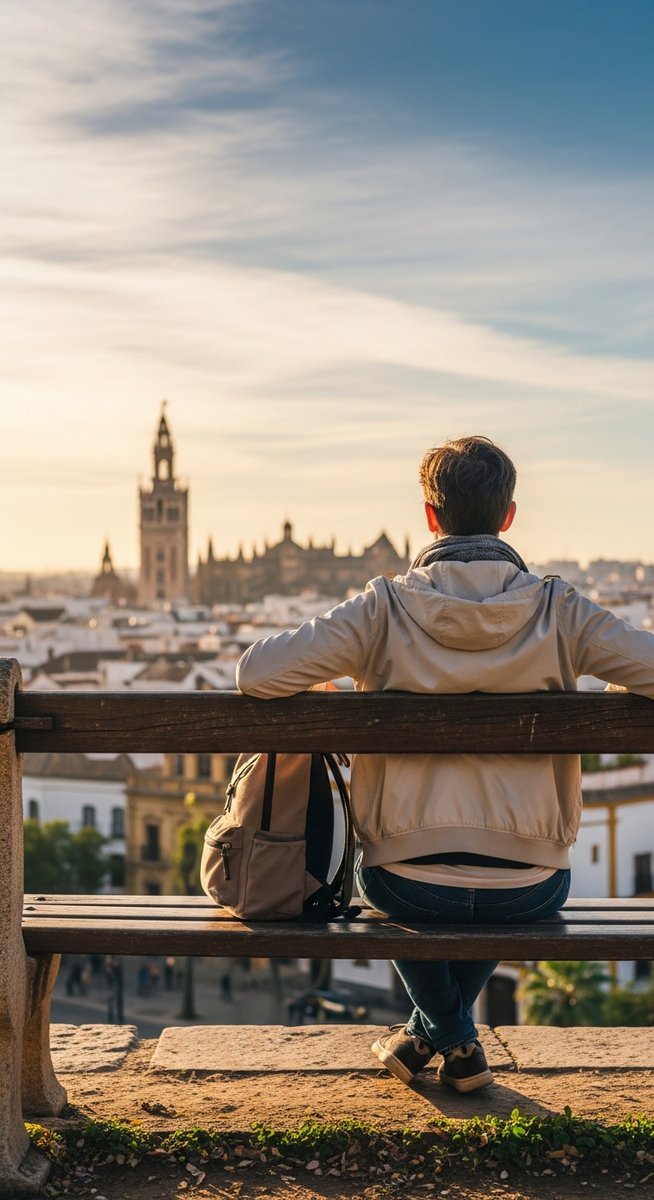 a traveller sitting on a bench in Seville as a mistake to avoid