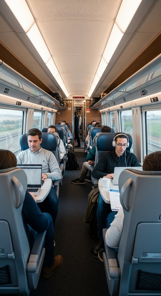 the interior of a Spanish high-speed AVE train