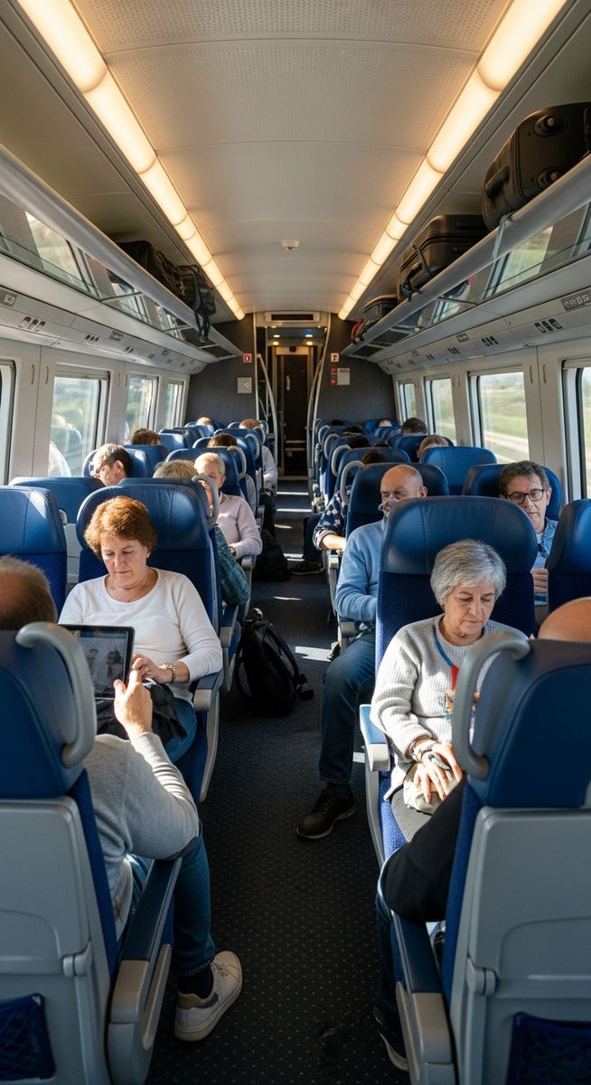 the interior of a Spanish high-speed AVE train