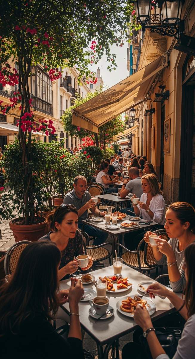 an outdoor cafe terrace in Valencia in