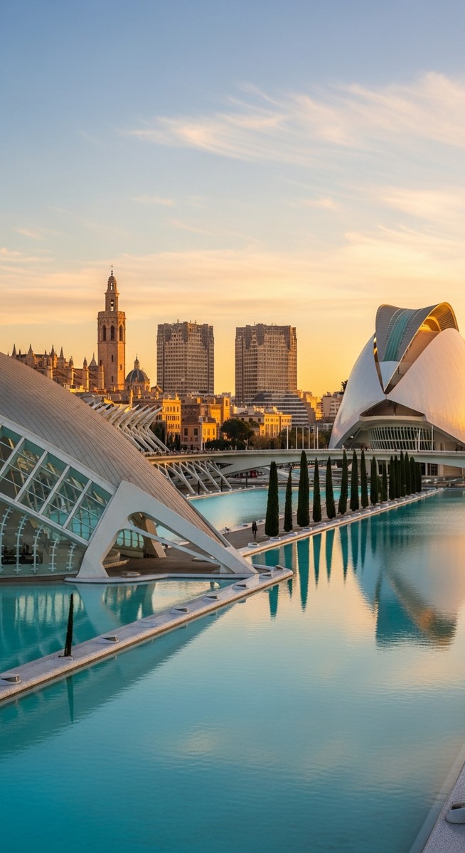 the Valencia skyline in afternoon light