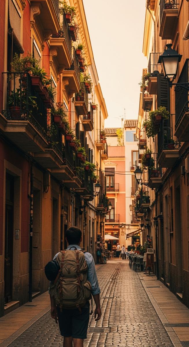 a traveller exploring a Valencia neighbourhood in