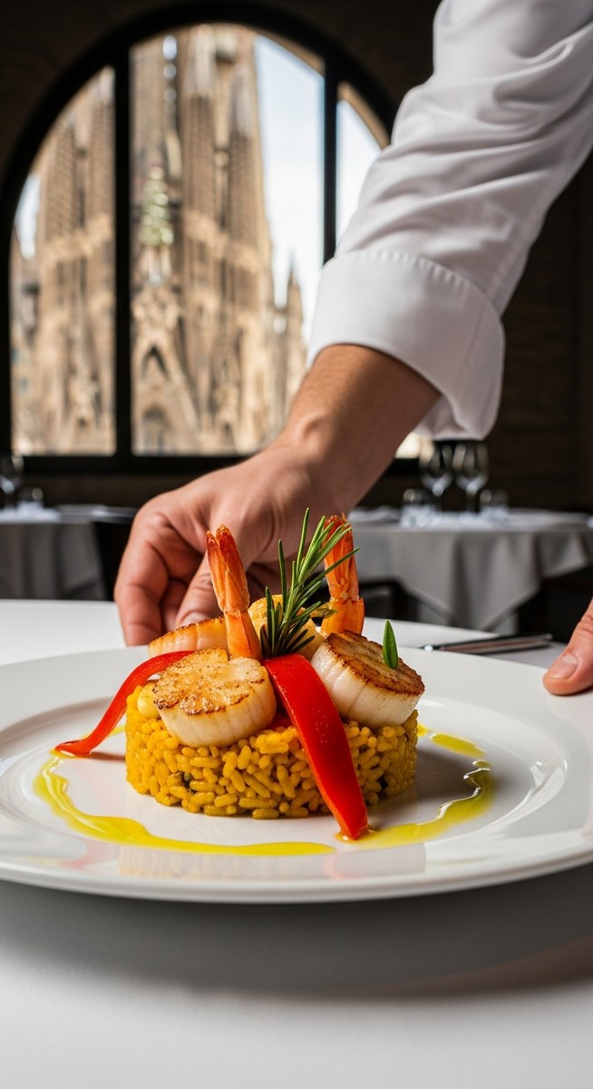 a plate of food being served at a Barcelona restaurant