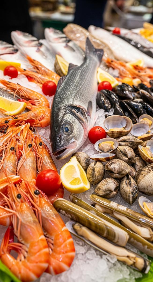 fresh seafood at a Barcelona market