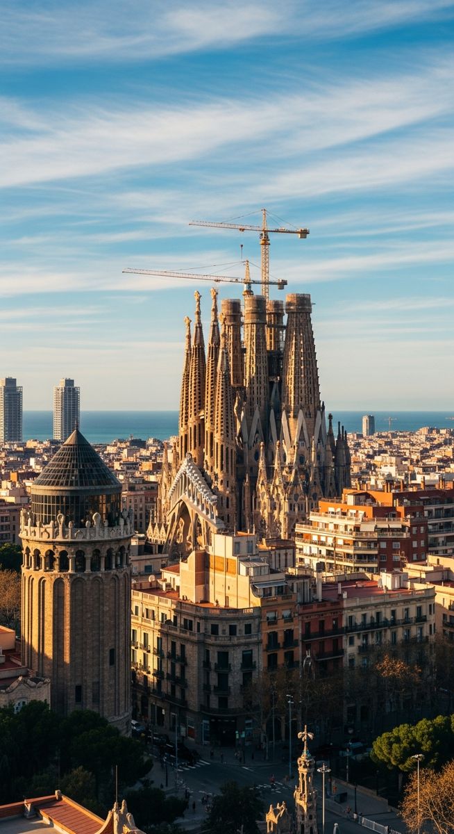 the Spain skyline in April afternoon light
