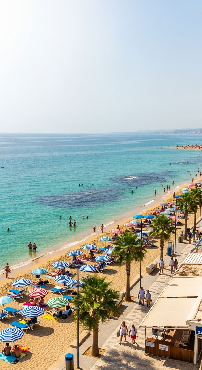 a Spanish beach in August