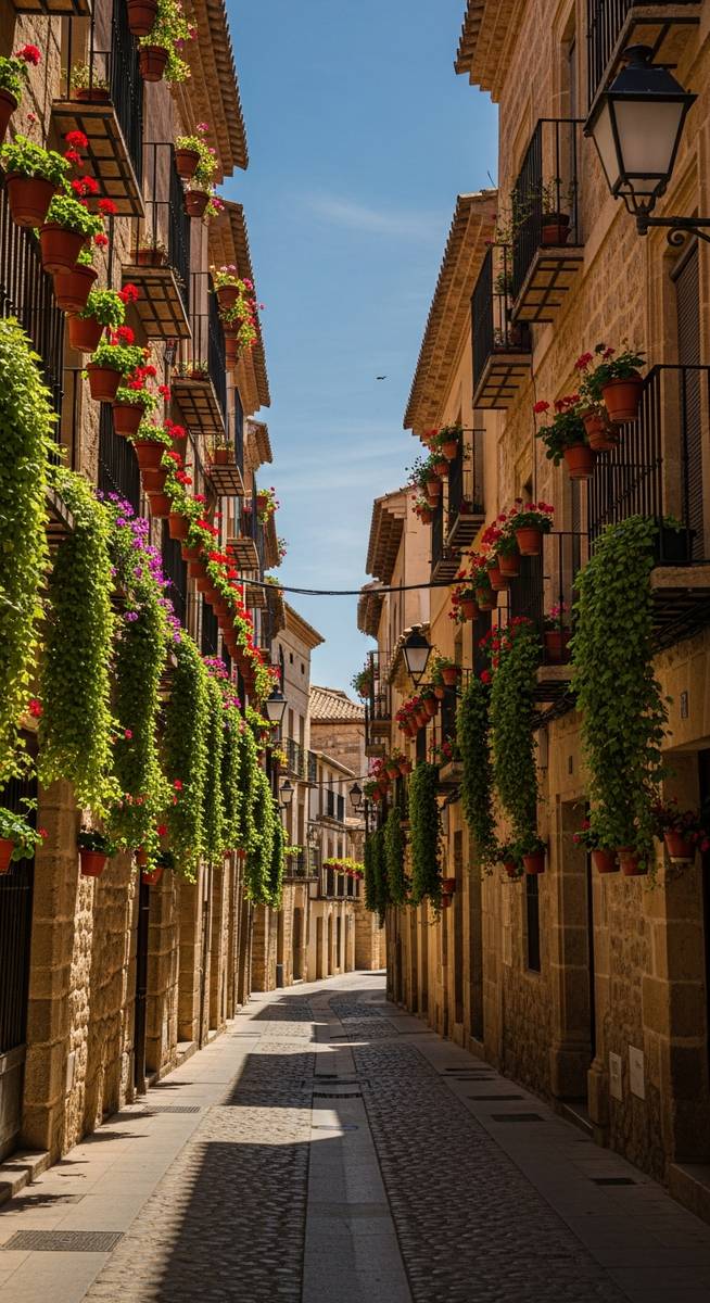 an old-town street in Spain in August