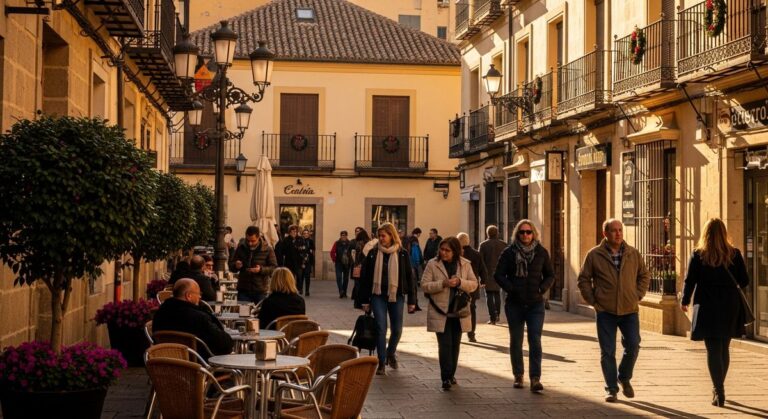 a sunny Spain street in December