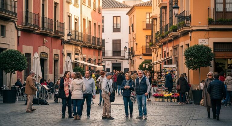 a sunny Spain street in February