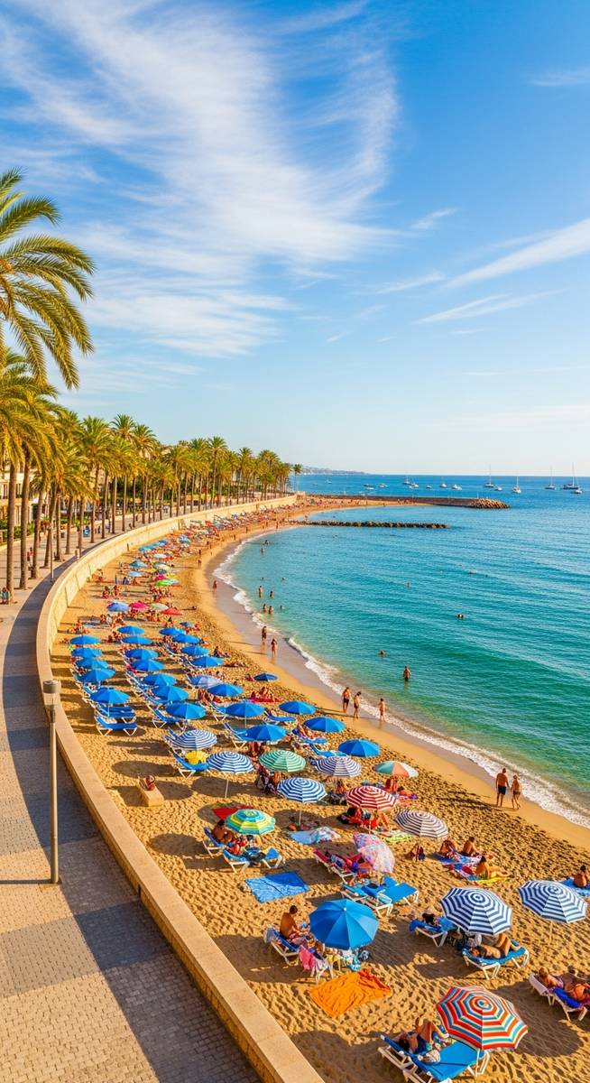 a Spanish beach in July