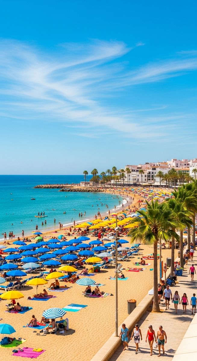 a Spanish beach in June